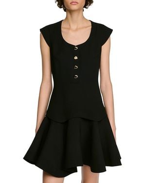 Sandro Brittany Button Front Flare Dress - Black