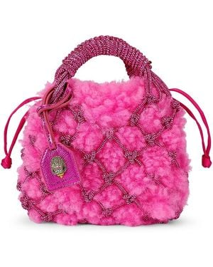 Kurt Geiger Small Macrame Crystal Bag - Pink