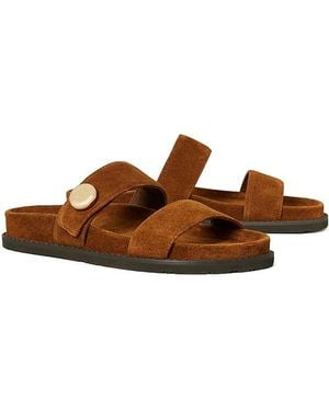 Tory Burch Romy Sport Suede Slide Sandals - Brown