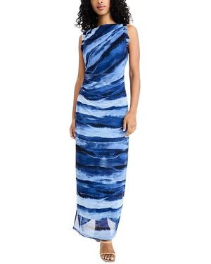 Donna Morgan Ruffled Trim Midi Dress - Blue