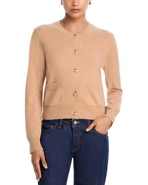 Aqua 100% Cashmere Crewneck Cardigan - Blue