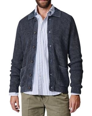 aubi Martin Long Sleeve Collared Cardigan - Blue