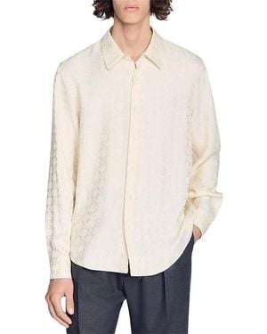 Sandro Jacquard Square Cross Loose Fit Shirt - White