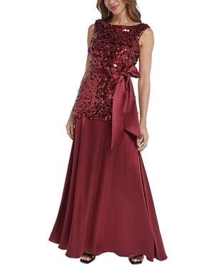 Eliza J Sequined Combo Gown - Red