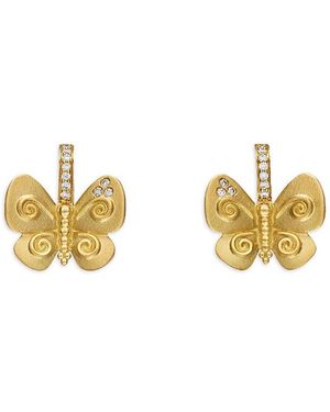 Temple St. Clair 18K Diamond Butterfly Earrings - Metallic
