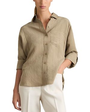Reiss Dinah Woven Button Front Shirt - Natural