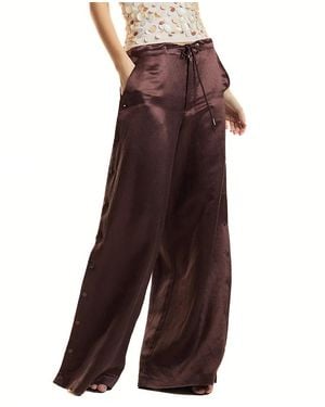 Cynthia Rowley Wide Leg Snap Pants - Purple