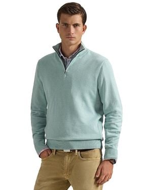 Polo Ralph Lauren Quarter Zip Mockneck Sweater - Blue