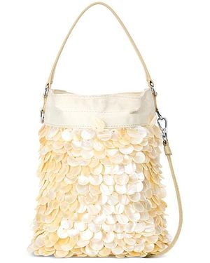 STAUD Lila Mini Pearl Oyster Bucket Bag - Natural