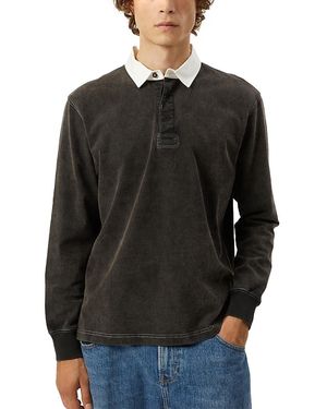 Corridor NYC Contrast Collar Long Sleeve Polo - Black