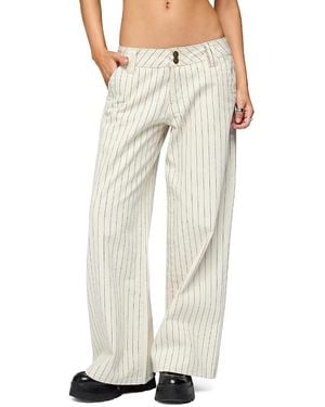 Edikted Petite Cory Striped Low Rise Colored Wash Jeans - Natural