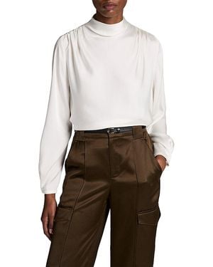 Vince Draped Cowl Neck Long Sleeve Top - White