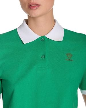 Versace Logo Pique Polo Shirt - Green