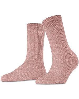 FALKE Shiny Rib Crew Socks - Pink