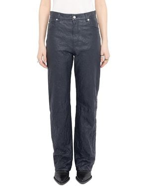 Zadig & Voltaire Evy Crinkled Leather Flared Pants - Blue