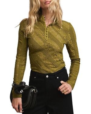 Mint Velvet Lace Detail Top - Green