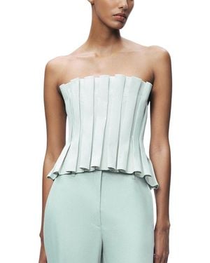 Nocturne Pleated Strapless Bustier Top - Blue