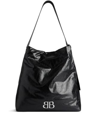★BALENCIAGA★Monaco スモール East-west ホーボーバッグ Men's Monaco East-west Hobo Bag Small in Black | Balenciaga US