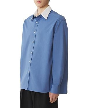 Lanvin Oversized Striped Cotton Poplin Shirt - Blue