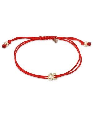 Zoe Lev 14K Fortune Diamond Initial Cord Bolo Bracelet - Red