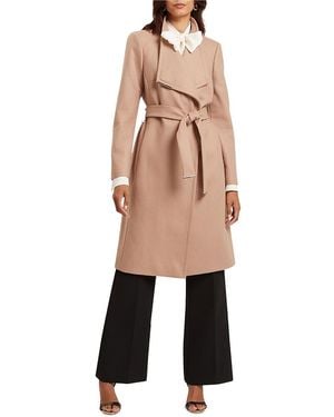Ted Baker Rose Wool Blend Wrap Coat - Natural