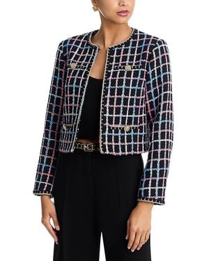 Aqua Chainlink Print Tweed Jacket - Blue