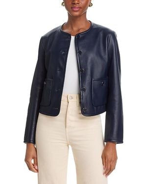 Veronica Beard Andrea Lambskin Leather Jacket - Blue