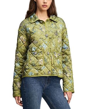 Cinq À Sept Hand Sketched Floral Alexa Quilted Jacket - Green