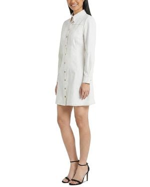 Donna Morgan Denim Vertical Seam Mini Shirt Dress - White