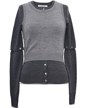 ROKH Detachable Sleeve Cardigan Set - Gray