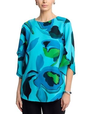 Caroline Rose Petal Sleeve Top - Blue