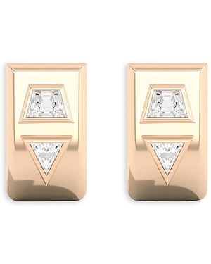 Shahla Karimi From The Luxe Collection Certified Lab Grown Diamond Mixed Cut Azadi Half Arc Huggie Hoop Earrings - Natural