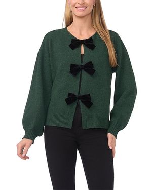Cece Bow Closure Cardigan Sweater - Green