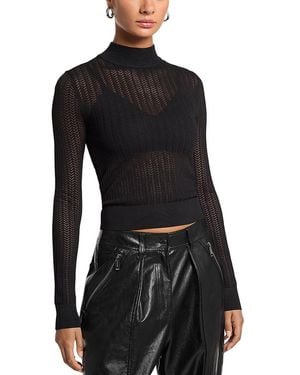 Michael Kors Chevron Stitch Mock Neck Sweater - Black