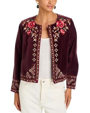 Johnny Was Shari Velvet Bolero Jacket - Red