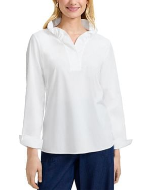 Foxcroft Tammy Long Sleeve Popover Top - White