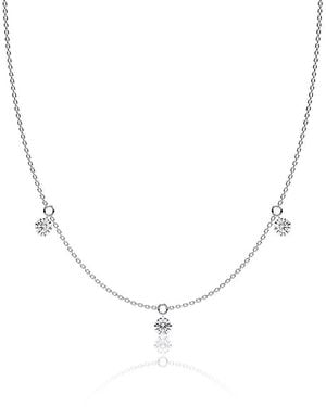 Vrai Floating 3 Station Necklace, 0.75Ctw Round Brilliant Lab Created Diamonds, 18 - Metallic