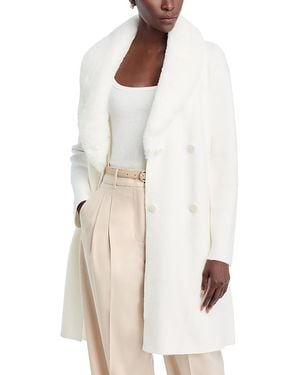 Tahari Faux Fur Collar Milano Stitch Jacket - White