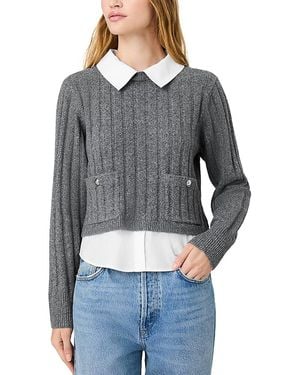 French Connection Aleyna Mixed Media Sweater - Gray