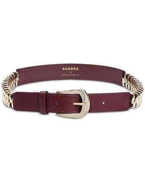 Sandro Leather & Metal Loop Belt - Brown