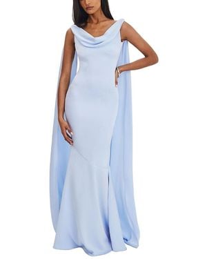 Miss Circle Eira Cowl Scarf-Detail Mermaid Maxi Dress - Blue