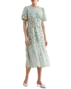 Hobbs Petite Audra Embroidered Dress - Green
