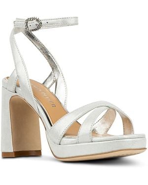 Donald J Pliner Ankle Strap Leather Suede Platform Sandals - Metallic
