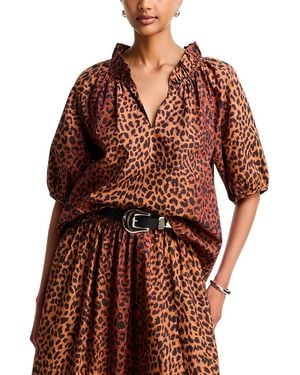 Xirena Clementine Cotton Ruffled Top - Brown