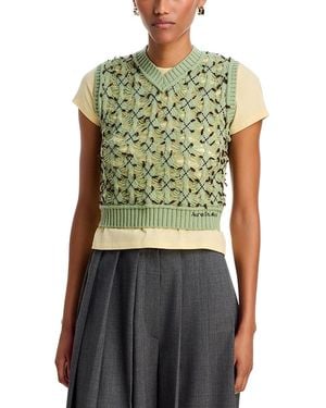 Acne Studios Wool Cropped V Neck Sweater Vest - Green