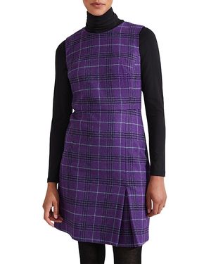 Hobbs Avery Plaid Wool Dress - Purple