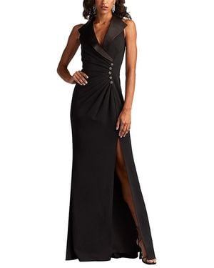 Tadashi Shoji Neshia Halter Lapel Gown - Black