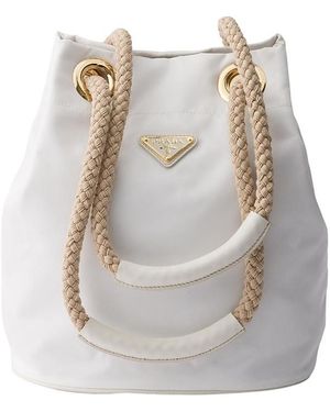 Prada Mariner Re-Nylon Small Bucket Bag - White