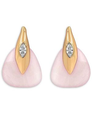 Ettika Pave & Stone Drop Earrings - Pink