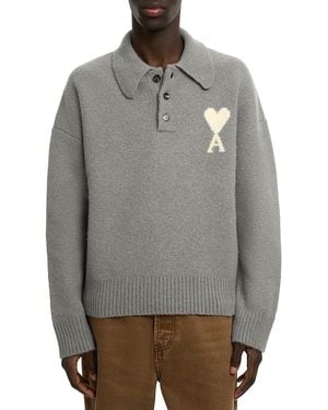 Ami Paris Adc Polo Sweater - Grey